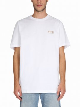 T-shirt With Logo Stampam In Bianco
