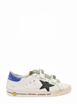 Golde Goose Kids Boys Old School White Leather Sneakers With Python Star Detail