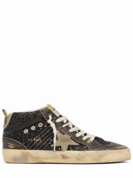 20mm Mid Star Glittered Sneakers In Black,taupe