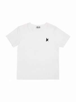 Kids' Star Print Cotton Jersey T-shirt In Optic White/black