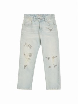 Kids' Washed Distressed Cotton Denim Jeans