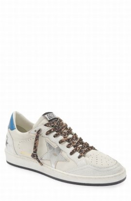 Ball Star Low Top Sneaker In White/ Blue/ Silver
