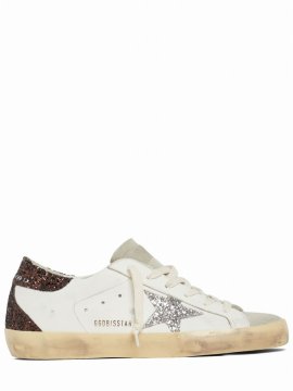 20mm Super Star Leather & Suede Sneakers In White,brown