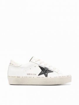 Hi Star Leather Upper Cocco Printed Leather Star And Heel In White Black Ivory