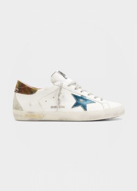 Men's Super-star Leather Low-top Sneakers In White/petroleum/i