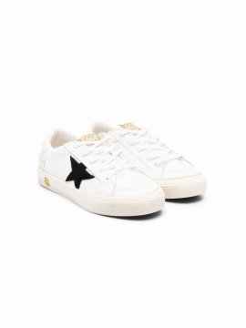 Kids' May Star-patch Sneakers In White Black