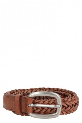 Braided Leather Belt In Brown