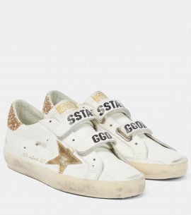 20mm Old School Leather Sneakers In White,gold