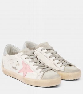 Super-star Leather Sneakers In White/pink/silver