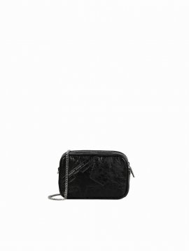 Mini Star Bag In Leather With Tone-on-tone Star In Black