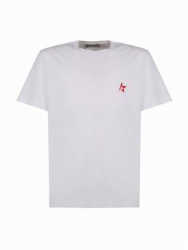 T-shirt With Contrasting Star In White/red