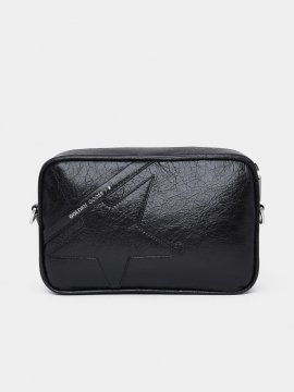 Leather Star Shoulder Bag In Black