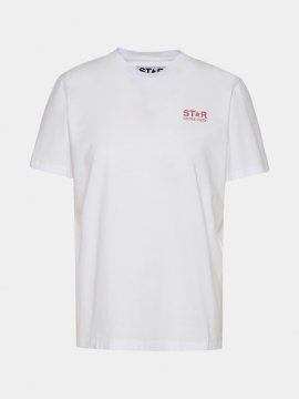 T-shirt Star Mini Logo Rosa In White