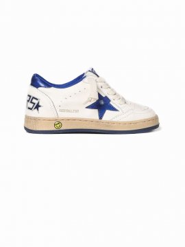 Kids' White Ball Star Sneakers In Bianco+blu