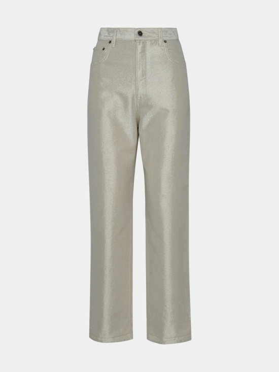 Gold White Cotton Denim Jeans