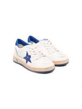 Kids' Star-patch Lace-up Sneakers In White