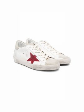 Kids' Logo-patch Leather Sneakers In White