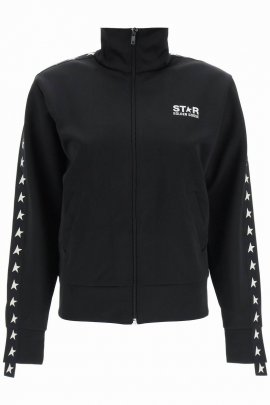 Star Zipped Track Jacket Denise Triacetate Logo Star Strip In Black