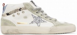Ssense Exclusive White & Gray Mid Star Sneakers In Python/silver