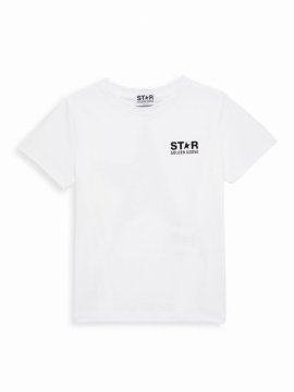Little Kid's & Kid's Star Logo T-shirt In Optic White Black