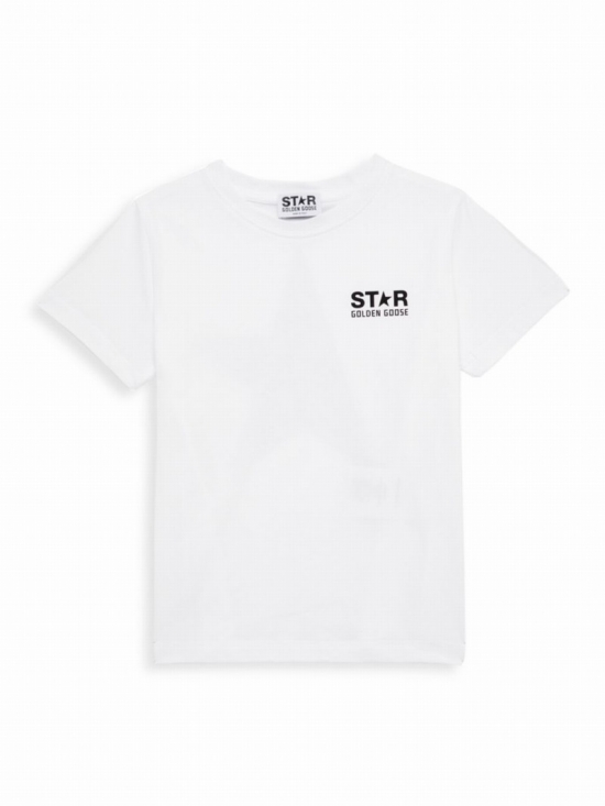 Little Kid's & Kid's Star Logo T-shirt In Optic White Black