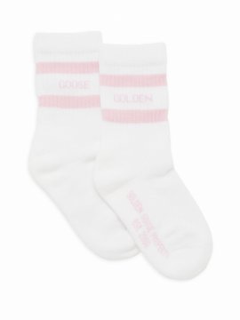Litte Kid's & Kid's High Rib Striped Socks In Old White Pink