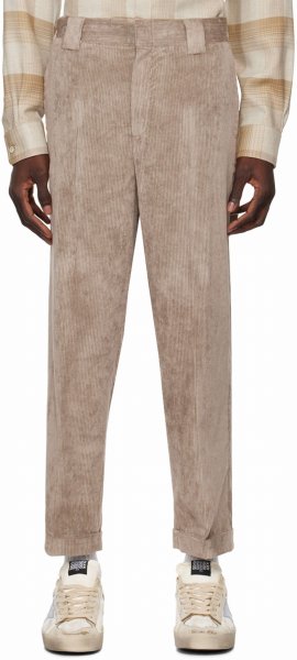Beige Rolled Trousers In Roasted Cashew 60398