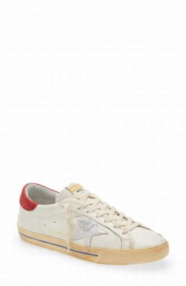 Super-star Low Top Sneaker In White/ Silver/ Red