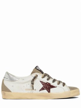 20mm Super Star Leather Sneakers In White,bordeaux