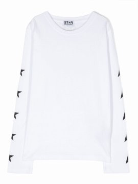 Kids' Star-print Cotton Sweatshirt In White