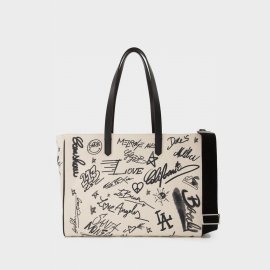 California Tote Bag - - White/black - Leather In Multicoloured