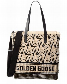 California North-south Wool Tote In Black/gold/white
