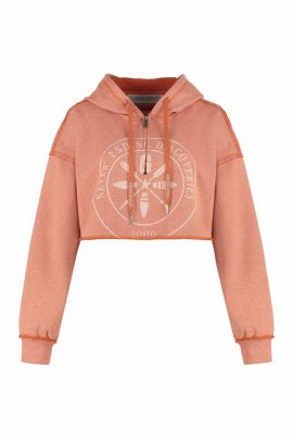 Deluxe Brand Cropped Drawstring Hoodie In Orange