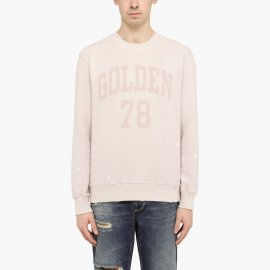 Deluxe Brand Grey Crewneck Sweatshirt With Logo In Pink
