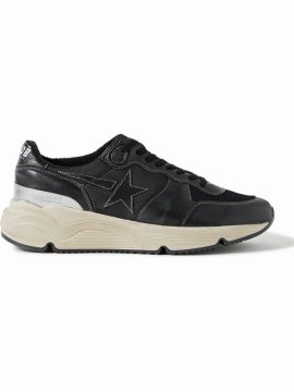 Running Star Mesh-trimmed Leather And Shell Sneakers In Black