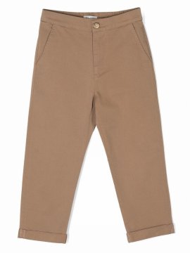 Stretch Cotton Twill Chino Pants In Beige