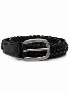 Braid-detail Leather Belt In Black