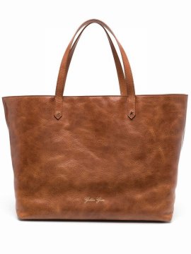 Logo-stamp Leather Tote In Brown