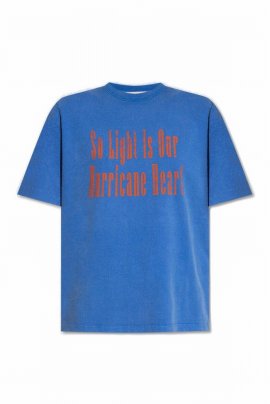 Deluxe Brand Slogan Printed T In Blue