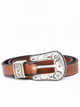 Hip Lace Leather Belt In Brown