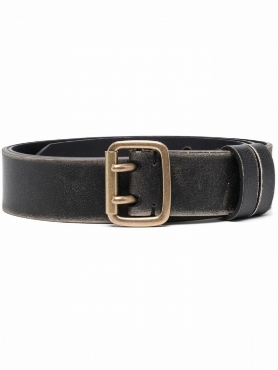 Buckle Leather Belt In Schwarz
