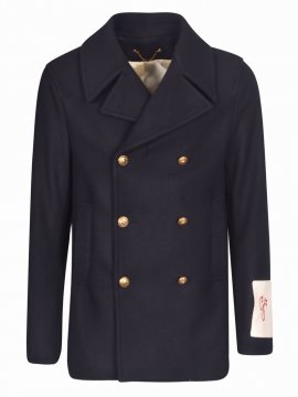 Logo Patched Peacoat In Dark Blue