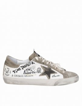 Superstar In Leather And Suede With Applied Graffiti In White