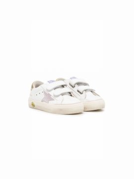 Babies' Star-patch Touch-strap Low-top Sneakers In White