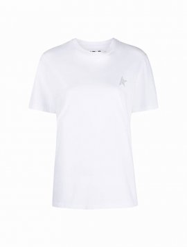Star W`s Regular T-shirt /small Star/ Glitter In White Silver