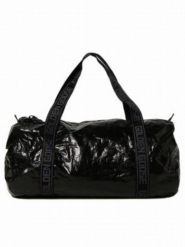 Star Printed Zipped Duffle Bag In Black