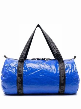 Star Printed Zipped Duffle Bag In Royal Blue