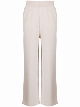 Straight-legged Knitted Trousers In Neutrals