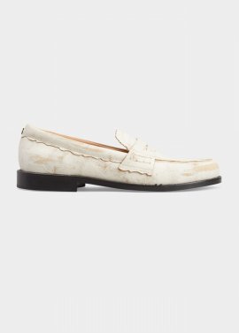 Jerry Rustic Penny Loafers In White