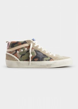 Mid Star Camo Wing-tip Sneakers In Green Camouflaget
